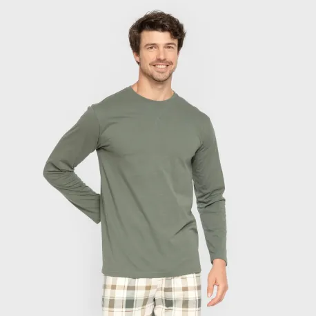 Pijama algodão homem Cuadro Noric verde pijamas-compridos-homem