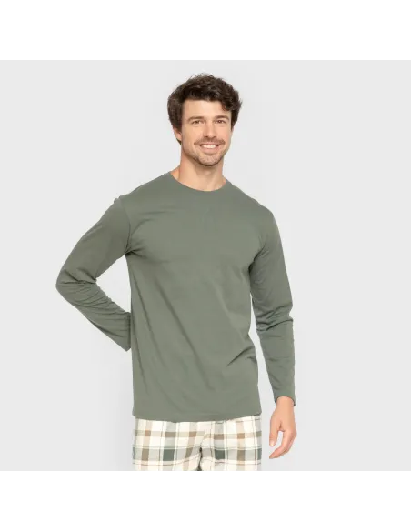 Pijama algodão homem Cuadro Noric verde pijamas-compridos-homem