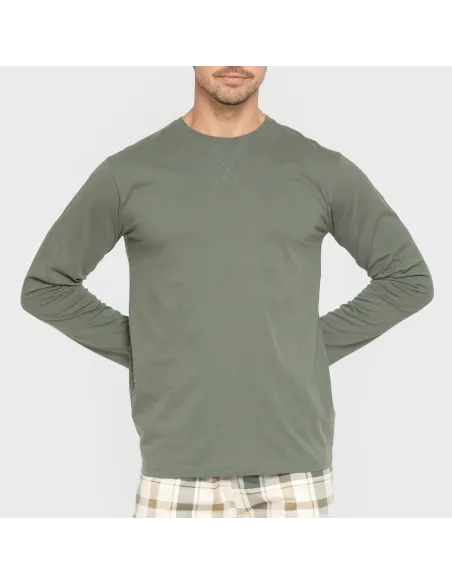 Pijama algodão homem Cuadro Noric verde pijamas-compridos-homem