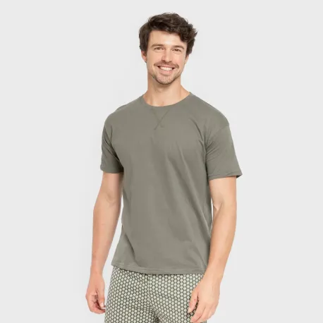 Pijama curto algodão homem Sassy verde caça pijamas-curtos-homem