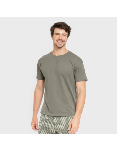 Pijama curto algodão homem Sassy verde caça pijamas-curtos-homem
