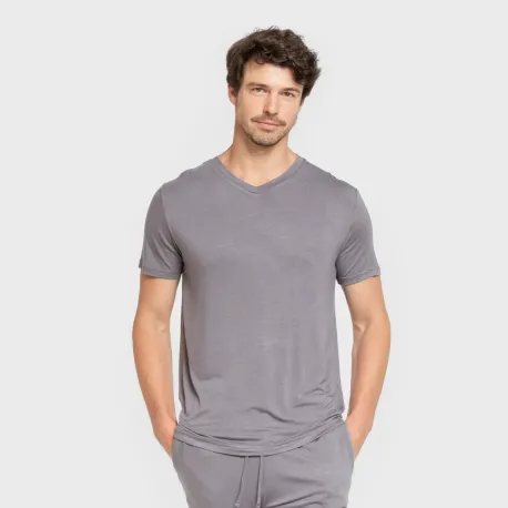 Pijama curto viscosa homem cinza azulado pijamas-curtos-homem