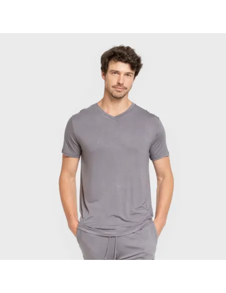 Pijama curto viscosa homem cinza azulado pijamas-curtos-homem