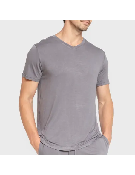 Pijama curto viscosa homem cinza azulado pijamas-curtos-homem