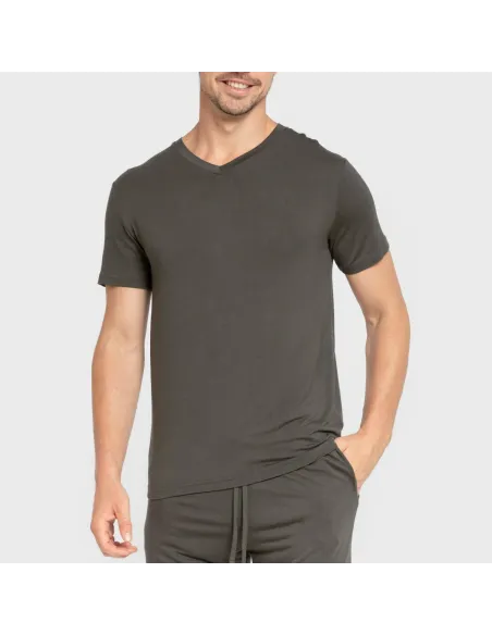 Pijama curto viscosa homem verde oscuro pijamas-curtos-homem