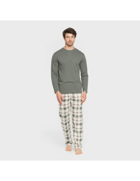 Pijama algodão homem Cuadro Noric verde pijamas-compridos-homem