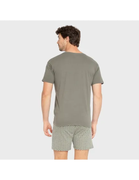 Pijama curto algodão homem Sassy verde caça pijamas-curtos-homem