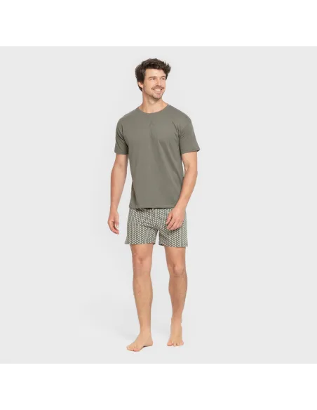 Pijama curto algodão homem Sassy verde caça pijamas-curtos-homem