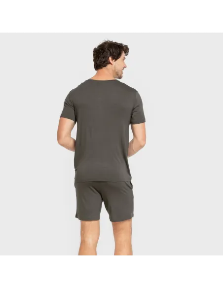 Pijama curto viscosa homem verde oscuro pijamas-curtos-homem