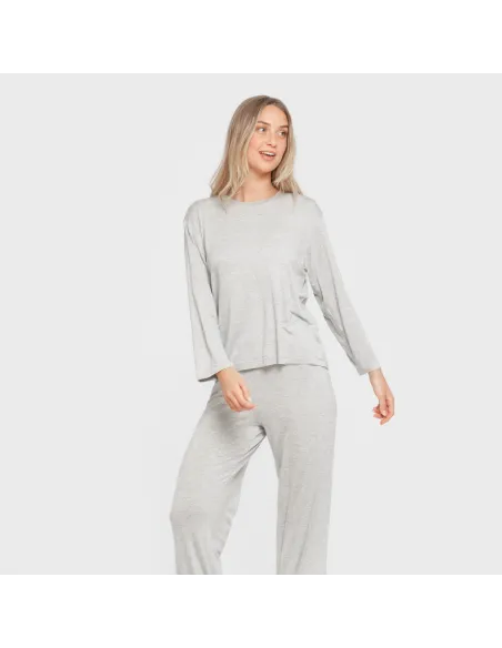 Pijama comprido viscosa mulher liso pijamas-compridos-de-mulher