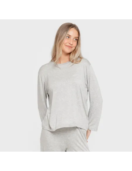 Pijama comprido viscosa mulher liso pijamas-compridos-de-mulher