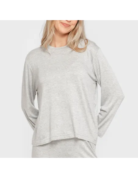 Pijama comprido viscosa mulher liso pijamas-compridos-de-mulher