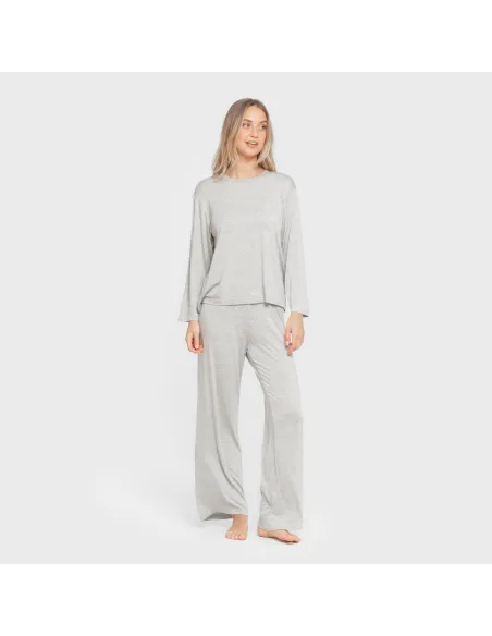 Pijama comprido viscosa mulher liso pijamas-compridos-de-mulher