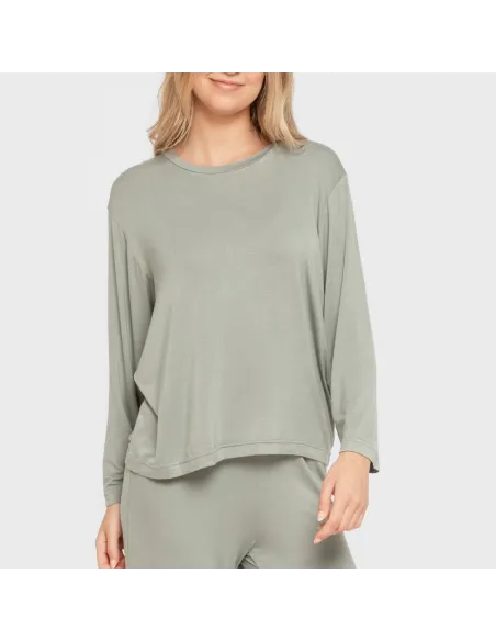 Pijama comprido viscosa mulher liso pijamas-compridos-de-mulher