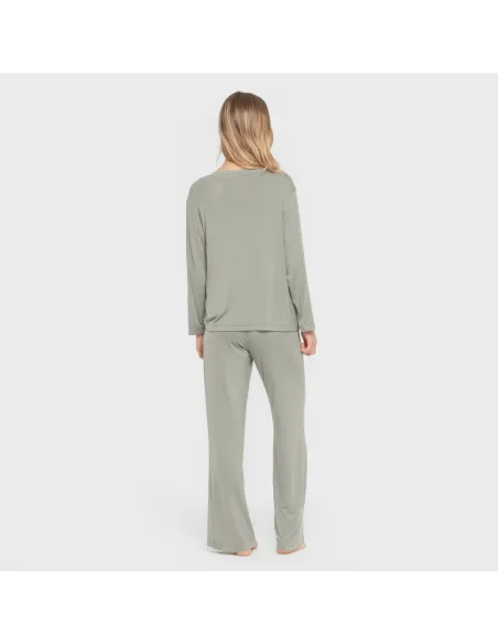 Pijama comprido viscosa mulher liso pijamas-compridos-de-mulher