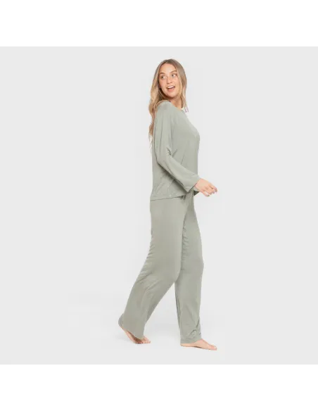 Pijama comprido viscosa mulher liso pijamas-compridos-de-mulher