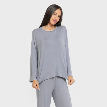 Pijama comprido viscosa mulher liso pijamas-compridos-de-mulher