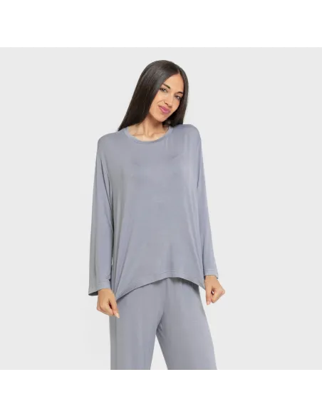 Pijama comprido viscosa mulher liso pijamas-compridos-de-mulher