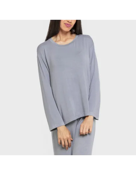 Pijama comprido viscosa mulher liso pijamas-compridos-de-mulher