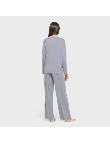Pijama comprido viscosa mulher liso pijamas-compridos-de-mulher
