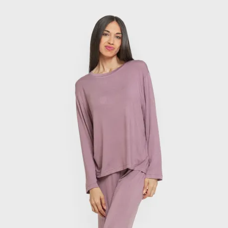 Pijama comprido viscosa mulher liso pijamas-compridos-de-mulher