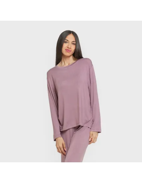 Pijama comprido viscosa mulher liso pijamas-compridos-de-mulher