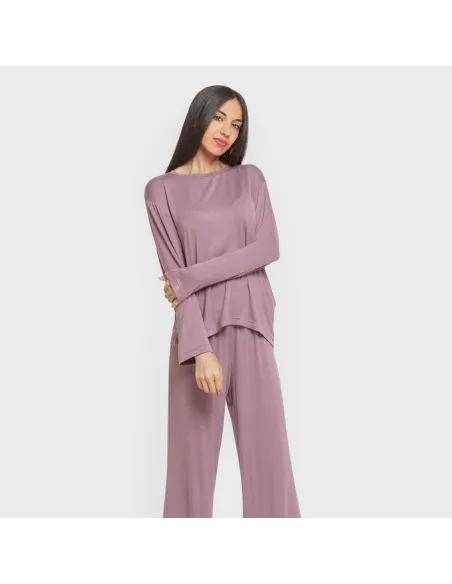 Pijama comprido viscosa mulher liso pijamas-compridos-de-mulher