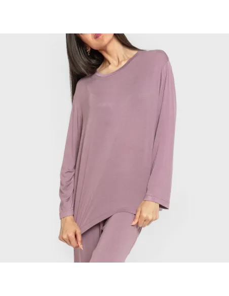 Pijama comprido viscosa mulher liso pijamas-compridos-de-mulher