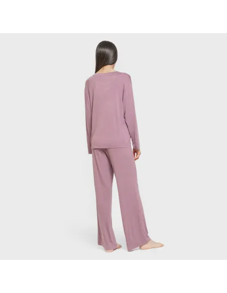 Pijama comprido viscosa mulher liso pijamas-compridos-de-mulher
