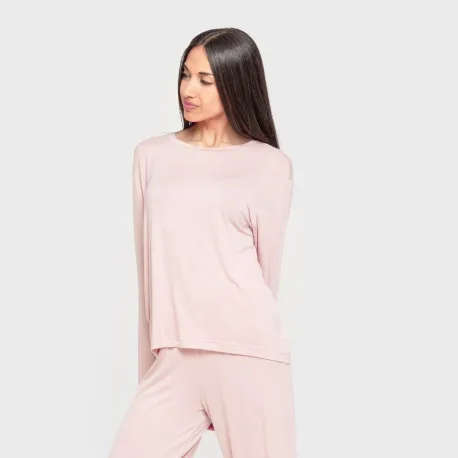 Pijama comprido viscosa mulher liso pijamas-compridos-de-mulher