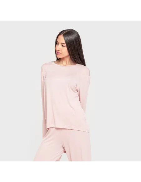 Pijama comprido viscosa mulher liso pijamas-compridos-de-mulher