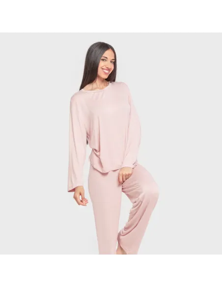Pijama comprido viscosa mulher liso pijamas-compridos-de-mulher