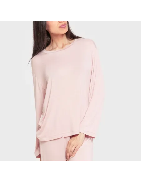 Pijama comprido viscosa mulher liso pijamas-compridos-de-mulher