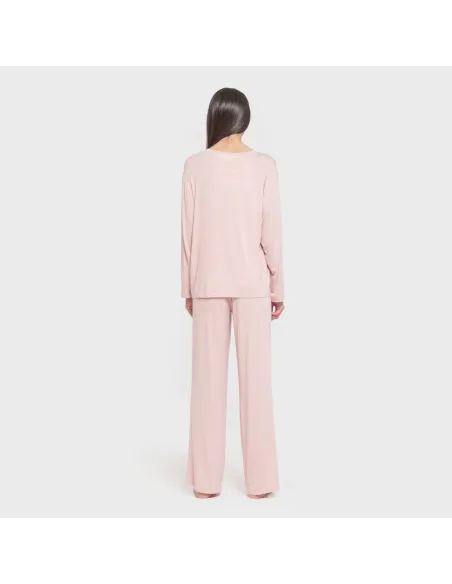 Pijama comprido viscosa mulher liso pijamas-compridos-de-mulher