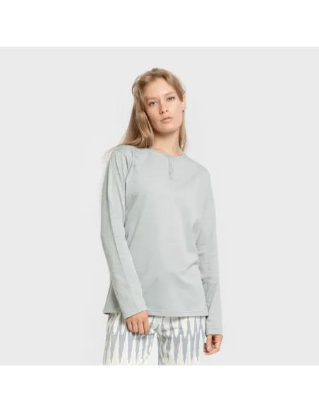 Pijama algodão Lalita água marinha pijamas-compridos-de-mulher