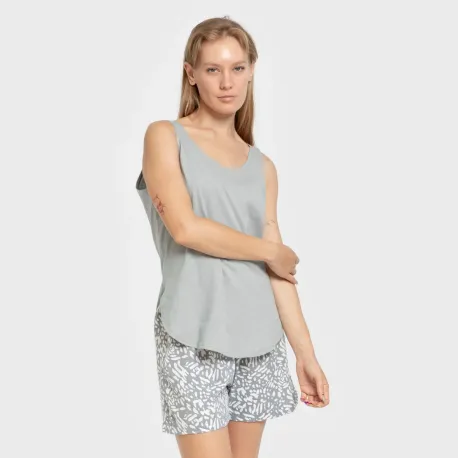 Pijama curto algodão Miquela indigo pijamas-curtos-mulher