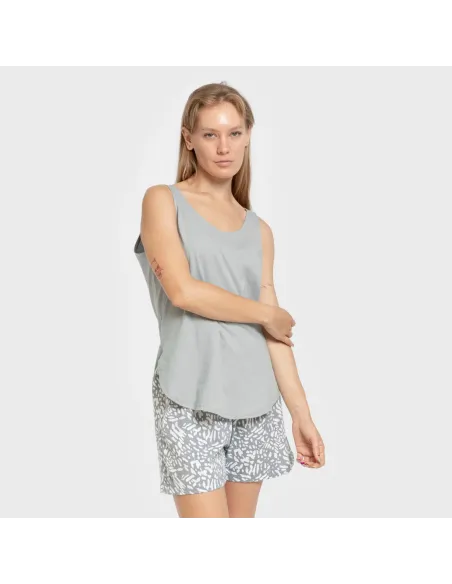 Pijama curto algodão Miquela indigo pijamas-curtos-mulher