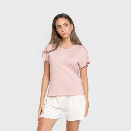 Pijama curto mulher manga fluída soft Soñada marsala pijamas-curtos-mulher