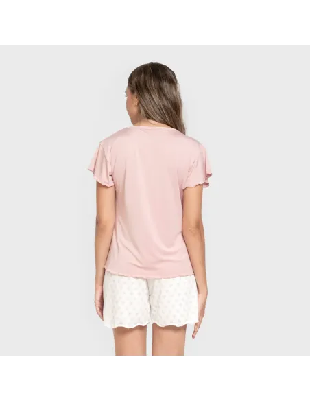 Pijama curto mulher manga fluída soft Soñada marsala pijamas-curtos-mulher
