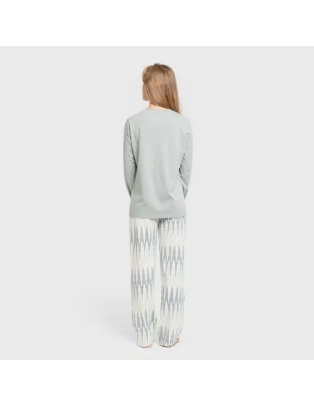 Pijama algodão Lalita água marinha pijamas-compridos-de-mulher