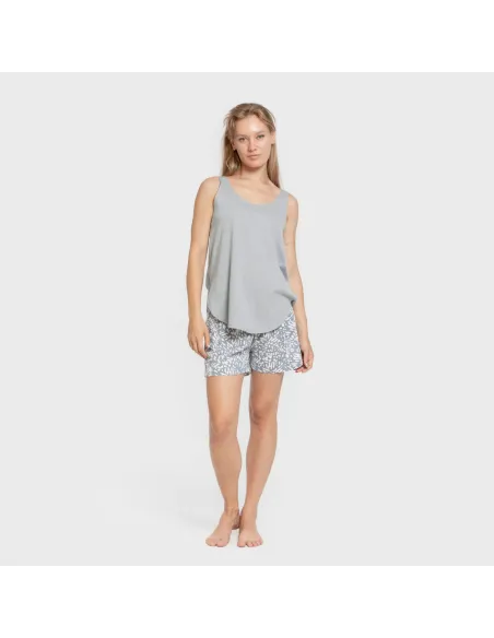 Pijama curto algodão Miquela indigo pijamas-curtos-mulher