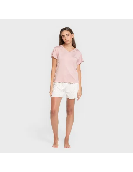 Pijama curto mulher manga fluída soft Soñada marsala pijamas-curtos-mulher