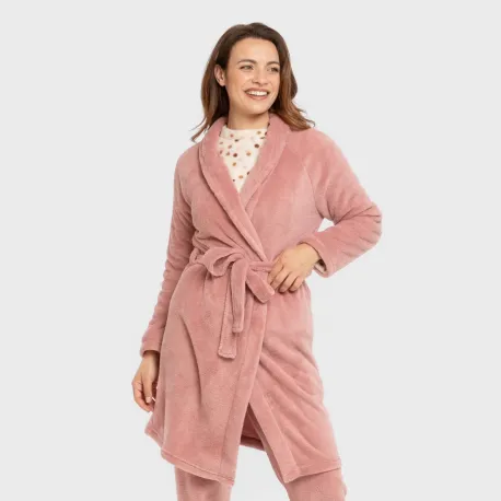 Roupão coral liso roupa-para-estar-por-casa