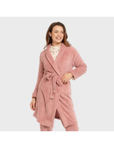 Roupão coral liso roupa-para-estar-por-casa