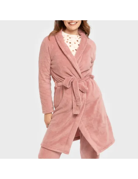 Roupão coral liso roupa-para-estar-por-casa