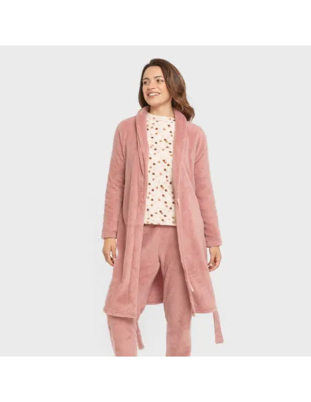 Roupão coral liso roupa-para-estar-por-casa