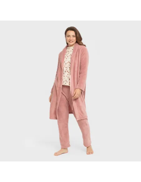 Roupão coral liso roupa-para-estar-por-casa