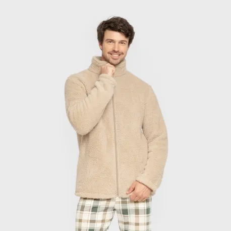Casaco sherpa homem lisa roupa-para-estar-por-casa