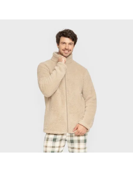 Casaco sherpa homem lisa roupa-para-estar-por-casa
