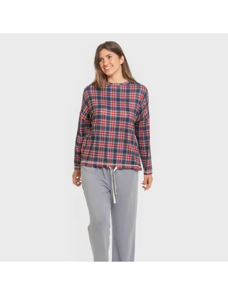 Pijama comprido Secret mulher Cuadro Tuc indigo pijamas-compridos-de-mulher